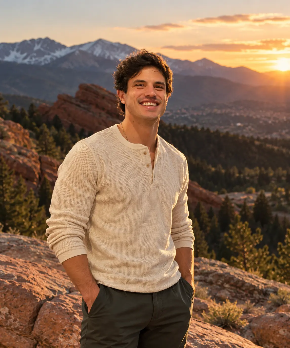Spencer White, founder of 64fifty, at Red Rocks at golden hour